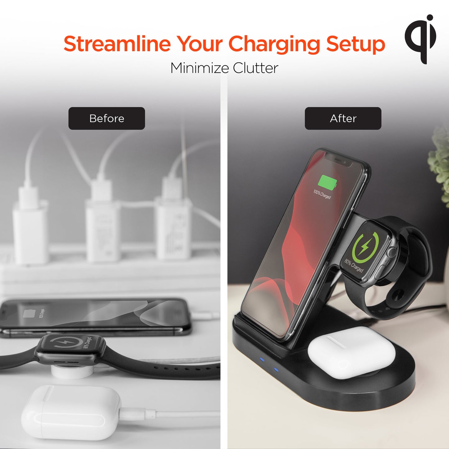 3-in-1 Fast Wireless Charger | iPhone, AirPods & Apple Watch Dock
