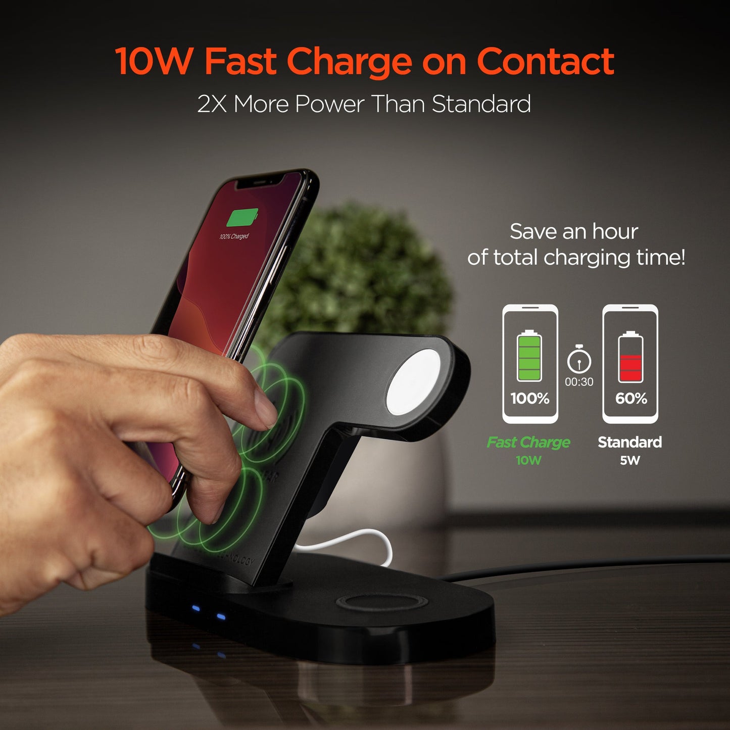 3-in-1 Fast Wireless Charger | iPhone, AirPods & Apple Watch Dock